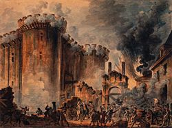 Prise de la Bastille, by Jean-Pierre-Louis-Laurent Houel, depicting the storming of the Bastille.