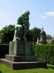 Auguste Rodin's The Thinker, bronze cast by Alexis Rudier, Laeken Cemetery, Brussels, Belgium.