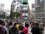 A crowd of people in Shibuya, Tokyo.