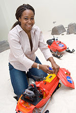 Ayanna M. Howard, Associate Professor at the Georgia Institute of Technology, with a SnoMote robot designed to study the impact of global warming on the Antarctic ice shelfs.