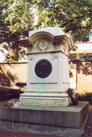 Edgar Allan Poe is buried in Baltimore, Maryland. The circumstances and cause of his death remain uncertain.