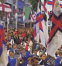 The annual ólavsøka parade on the 28th of July