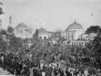 Public demonstration in the Sultanahmet district of Istanbul, 1908