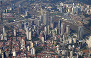 Aerial view of Itaim Bibi and Morumbi, two important financial districts in São Paulo.