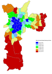 Map of the districts of São Paulo by human development index.