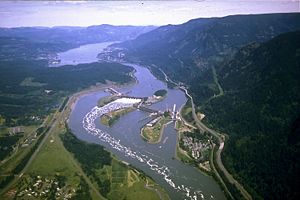 none Bonneville Dam, in the Columbia River Gorge