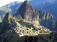 A view of Machu Picchu, a pre-Columbian Inca site in Peru.