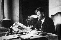 Trotsky reading The Militant.