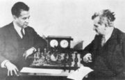 World Champions José Raúl Capablanca (left) and Emanuel Lasker in 1925