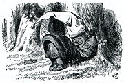 Through the Looking-Glass, Red King snoring, illustration by John Tenniel