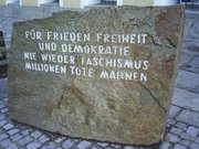 Outside the building in Braunau am Inn, Austria where Adolf Hitler was born is a memorial stone warning of the horrors of World War II