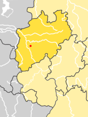 Location of Neander Valley, Germany. (The highlighted area is the modern federal state of North Rhine-Westphalia.)