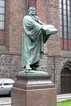 Statue of Martin Luther outside the St. Mary's Church, Berlin.