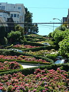 Cars negotiate Lombard Street to descend Russian Hill.