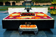 Rajghat in New Delhi, India marks the spot of Gandhi's cremation in 1948