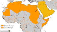 Arab League Member states divided in the two continents of Asia and Africa