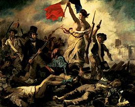 Eugène Delacroix's Liberty Leading the People, symbolising French nationalism during the July Revolution  1830. Marianne is a symbol for France today.
