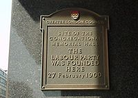 Labour Party Plaque from Caroone House 8 Farringdon Street (demolished 2004)