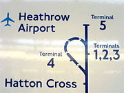 A diagram at Ealing Common, showing the layout of the Piccadilly line at London Heathrow Airport once the T5 Extension opens.