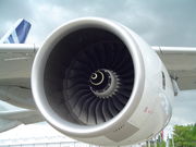 A Rolls-Royce Trent 900 engine on the wing of an Airbus A380