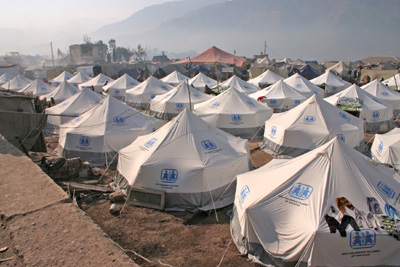 Shelter being provided for the victims of the Pakistan Earhquake