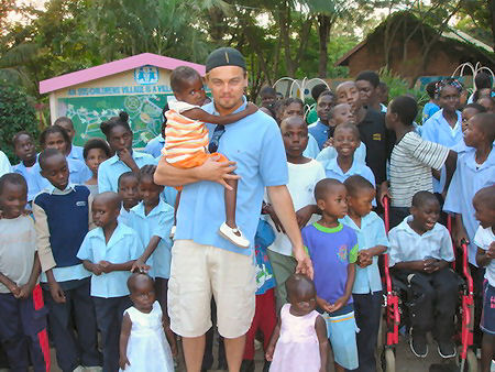 Leonardo Di Caprio with children from SOS Children's Village Maputo, Mozambiqu