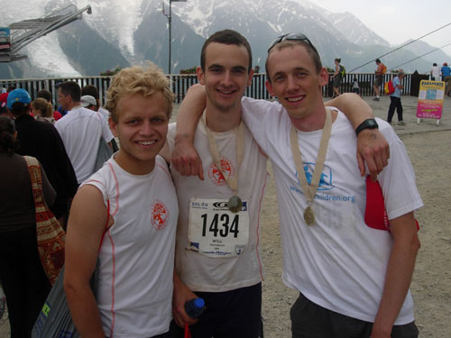 Taking a well earned rest after completing the Mont Blanc Half Marathon