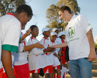 Philipp Lahm meeting children from SOS Children's Village Ennerdale, South Africa