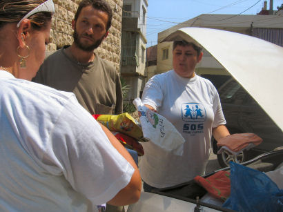 Distribution of clothing by SOS staff in Lebanon