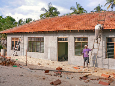Medical Centre under construction as part of tsunami efforts in Komari, Sri Lanka