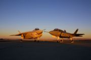 Boeing X-32 (left) and Lockheed Martin X-35 prior to down-select in 2001, where the X-35 was chosen.