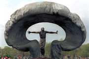 A monument to the victims of the Chernobyl disaster at Moscow's Mitino cemetery, where some of the firefighters who battled the flames and later died of radiation exposure are buried.