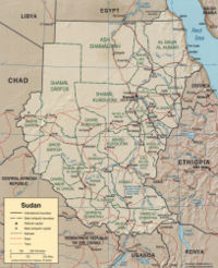 Political map of Sudan.