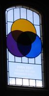 Stained glass window in the dining hall of Gonville and Caius College, Cambridge