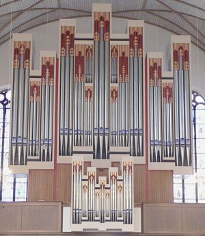 Modern pipe organ in Katharinenkirche, Frankfurt am Main, Germany