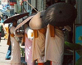 Buddhist nuns in Rangoon, Burma.