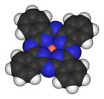 Copper phthalocyanine is a transition metal compound related to haem