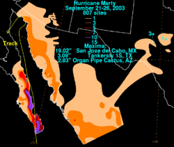 Hurricane Marty Storm Total Rainfall