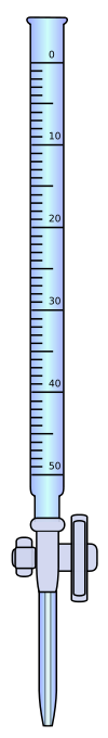 A burette, an apparatus for carrying out e.g. acid-base titration, is an important part of equilibrium chemistry.