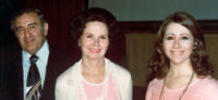 Jerry Siegel, with wife Joanne and daughter Laura in 1976. Joanne and Laura Siegel filed a termination notice on Jerry Siegel's share of the copyright of Superman in 1999.