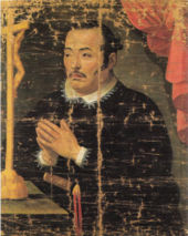 Hasekura in prayer, following his conversion in Madrid in 1615