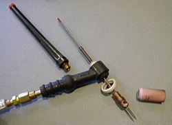 GTAW torch, disassembled