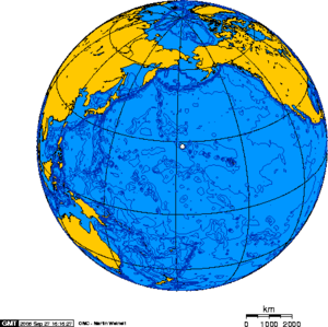 Orthographic projection centered over Midway.