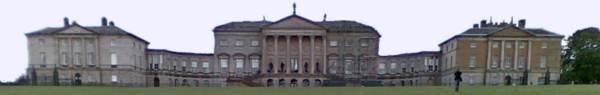 The North Front of Kedleston Hall "has been described as 'the grandest Palladian façade in Britain, and with few rivals anywhere in the world'".