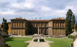 The garden front facing the amfiteatro of the Boboli Gardens