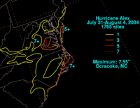 Alex rainfall totals