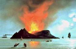 Painting depicting Ferdinandea's 1831 eruption