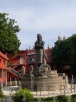 A statue of the legendary king Manuneedhi Cholan, who stood for fairness and justice, inside the Madras High Court campus.