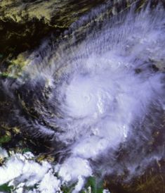 Lenny south of Saint Croix at its peak intensity