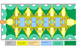 Plan showing the real and fictive architecture.